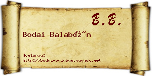 Bodai Balabán névjegykártya